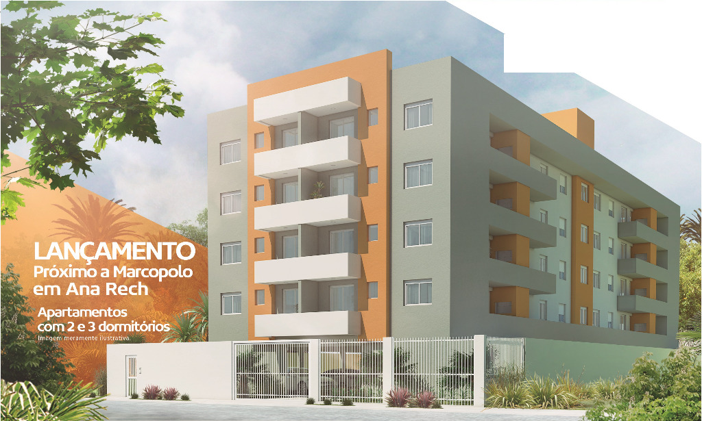 Apartamentos - 2 Dorm.<br />Ana Rech<br />Caxias do Sul<br /><br />APARTAMENTOS LOCALIZADOS EM ANA RECH, COM 02 DORMITÓRIOS, SALA DE ESTAR COM ACESSO Á SACADA, SALA DE JANTAR, COZINHA, ÁREA DE SERVIÇO, (OPÇÃO DE APARTAMENTOS COM SACADA DE SERVIÇO), CHURRASQUEIRA, BANHEIRO SOCIAL, PISO LAMINADO E CERÂMICO, ESPERA PARA ÁGUA QUENTE, HIDRÔMETROS INDIVIDUAIS, GÁS CENTRAL, 01 VAGA DE GARAGEM COM OPÇÃO PARA 02 VAGAS. PRÉDIO COM ELEVADOR.